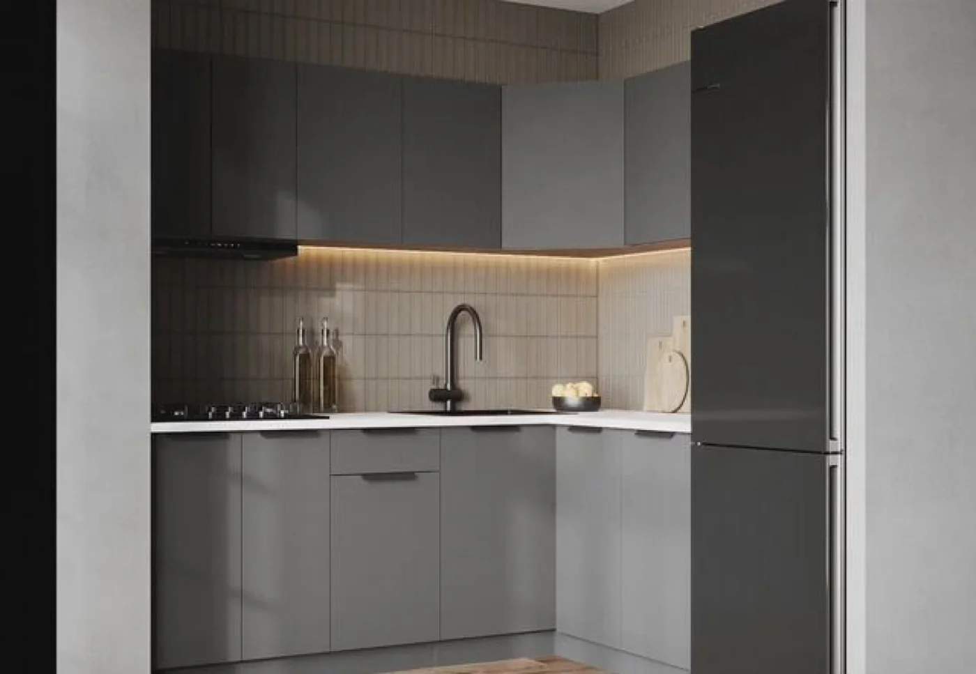 Угловой кухонный гарнитур 1.4х2 м в стиле IKEA